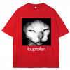 Vintage Funny Ibuprofen Cat Meme Graphic T Shirt Men Women Humor Fashion T Shirts Oversized Casual Streetwear T-shirts