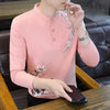 Men's Premium Cotton Slim Fit Long Sleeve Polo Shirt Spring Autumn Fashion Casual Trendy Basic Top for Daily Wear