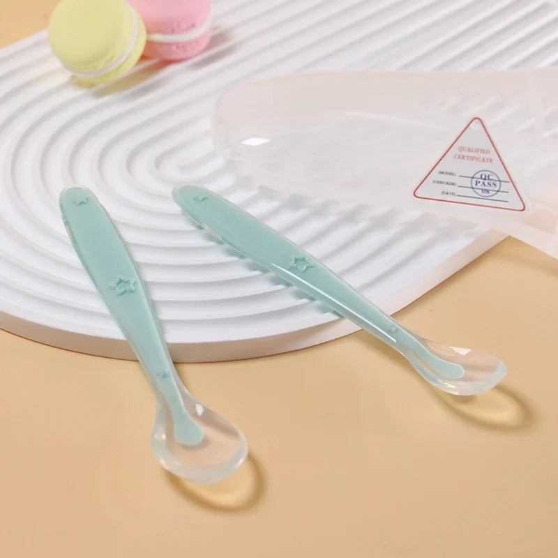 2 Pcs Baby Silicone Spoon