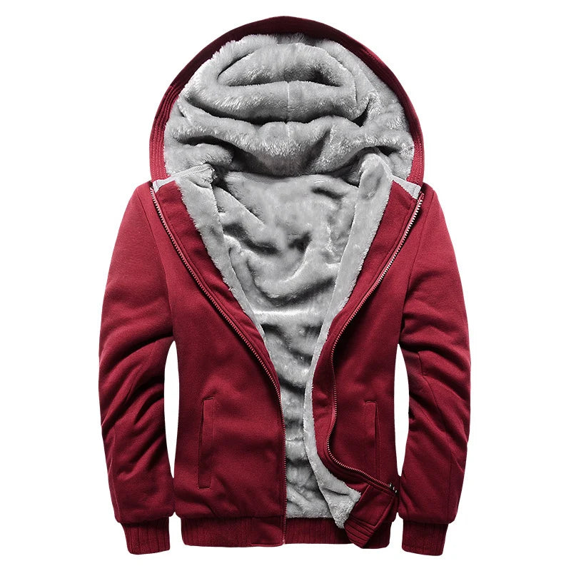 Winter Warm Sherpa Lined Coat for Men Heavyweight Plush Fleece Jackets Outwear Long Sleeve Zip Up Hoodie Sweatshirt Tops Outfits