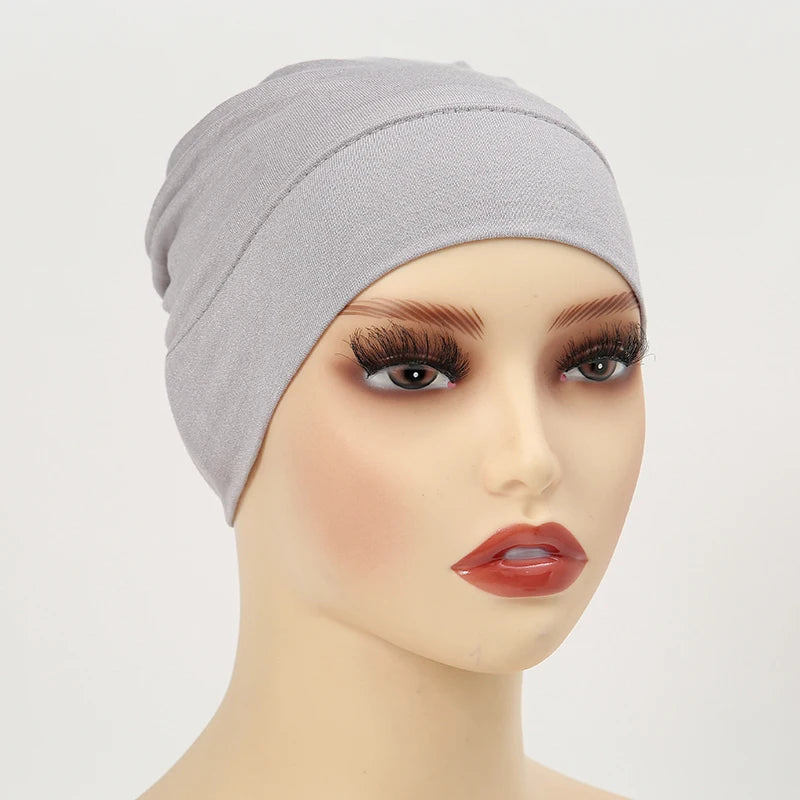 Solid Color Modal Jersey Hijab Scarf Elastic Inner Cap Soft Underscarf Woman Muslim Fashion Bonnet 22*21cm