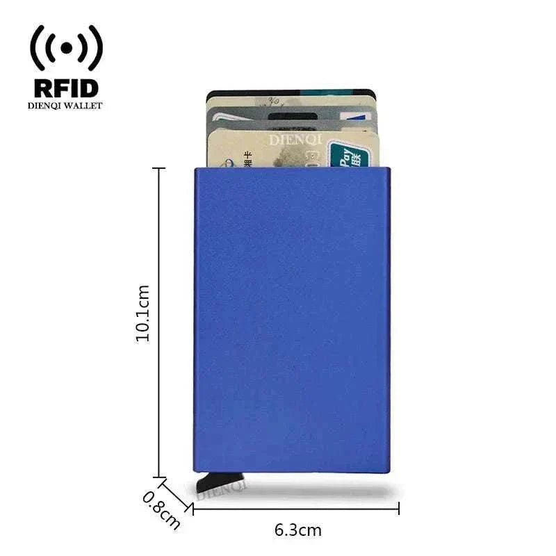 Slim metal RFID credit card holder wallet with pop-up function for men and women