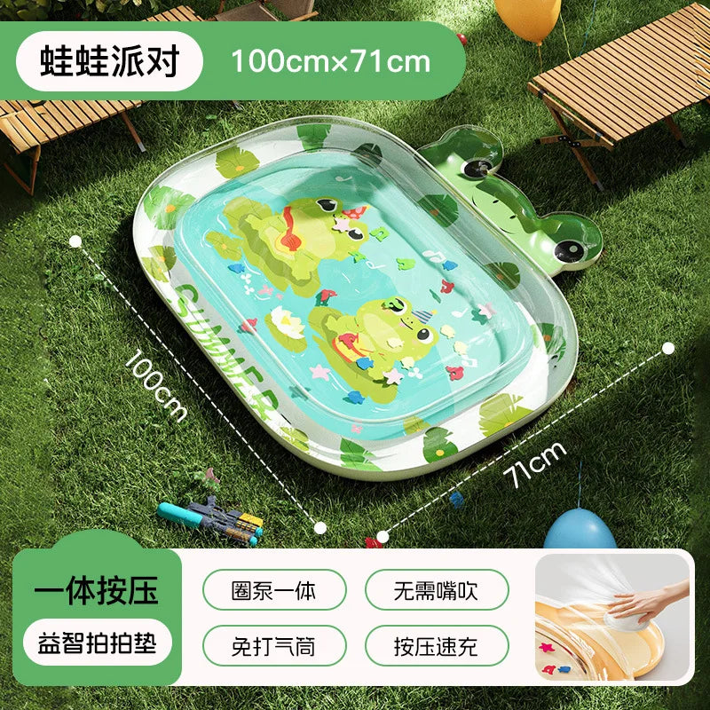 Baby Water Pad Inflatable Cute Cooling Play Pad Foldable Sensory Mat Developmental Activity Center For Toddler Children Boys