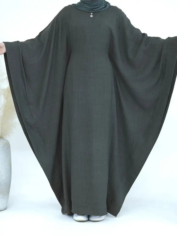 Ramadan Dubai Women Cotton Linen Khimar Abaya Saudi Arabia Turkey Islam Muslim Maxi Modest Dress Kebaya Robe Femme Musulmane