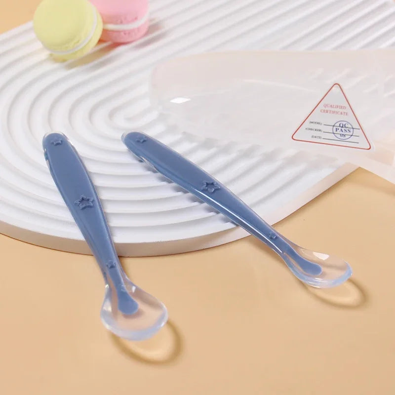 2 Pcs Baby Silicone Spoon