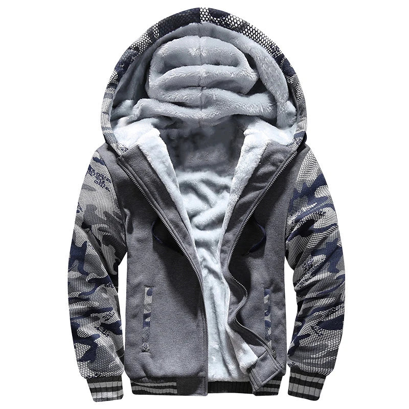 Winter Warm Sherpa Lined Coat for Men Heavyweight Plush Fleece Jackets Outwear Long Sleeve Zip Up Hoodie Sweatshirt Tops Outfits