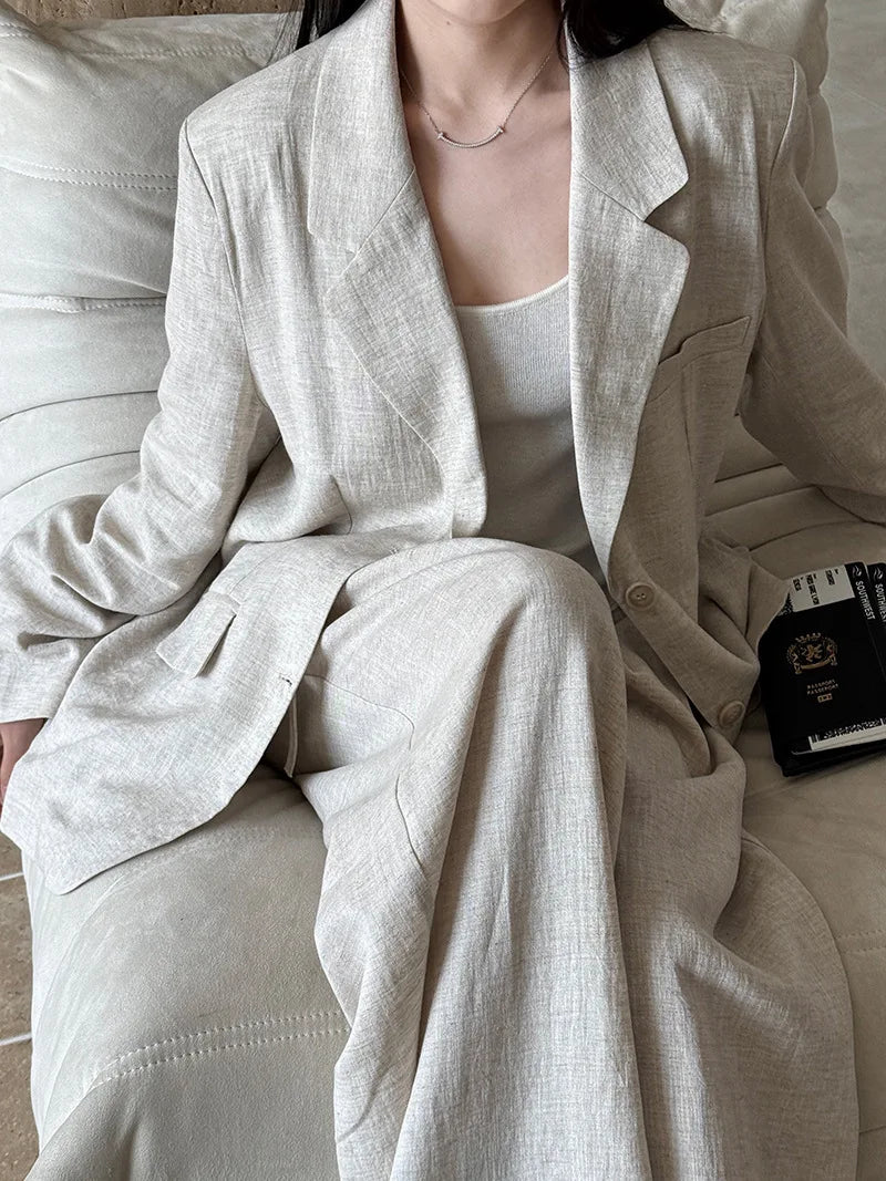 Linen Blazer For Women 2026 Spring Cotton-linen Suit