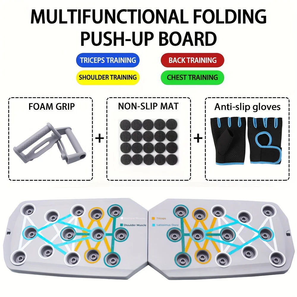 Portable Multifunctional Push-up Board Set With Handles Foldable Fitness Equipment For Chest Abdomen Arms And Back Training