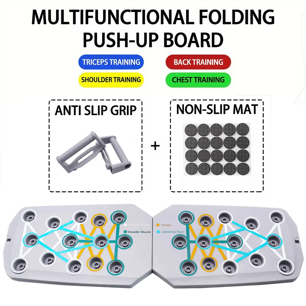 Portable Multifunctional Push-up Board Set With Handles Foldable Fitness Equipment For Chest Abdomen Arms And Back Training