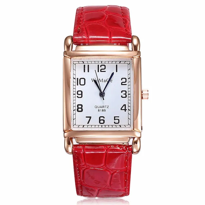 Luxury Metal Rose Gold Square Ladies Quartz Wristwatch