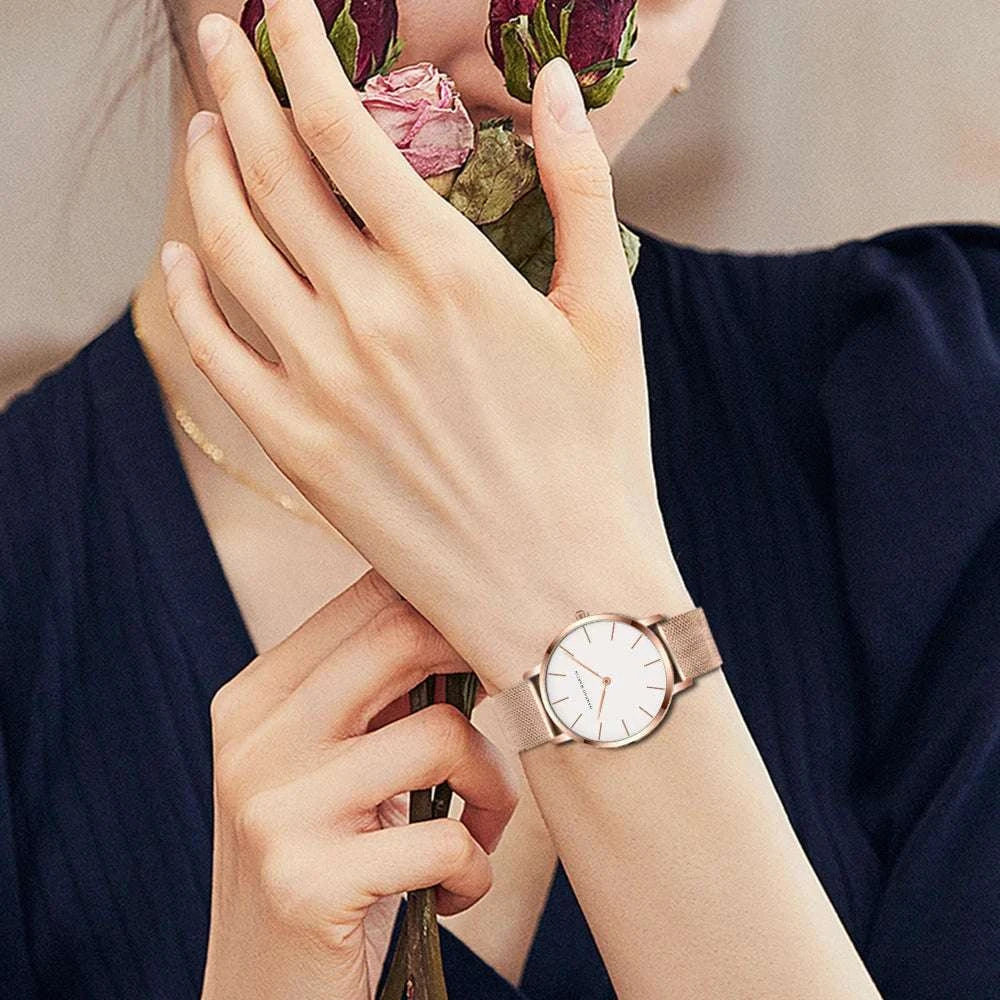 Simple Rose Gold Stainless Steel Mesh