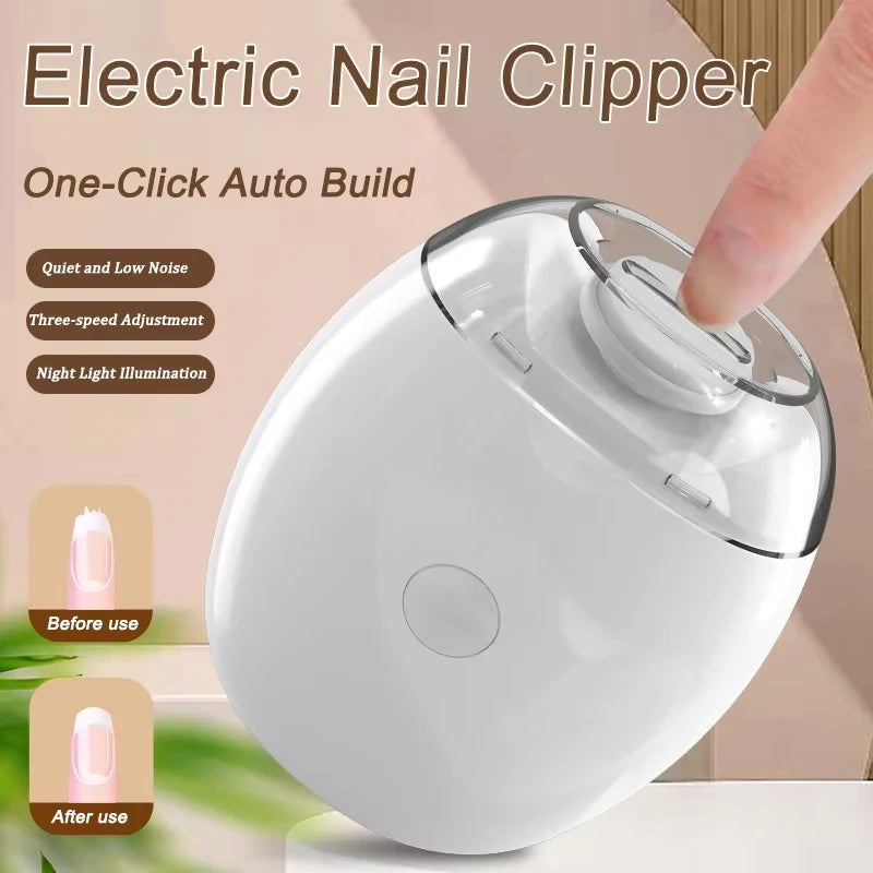 2 IN 1 Electric Nail Clipper Cutter With LED Light