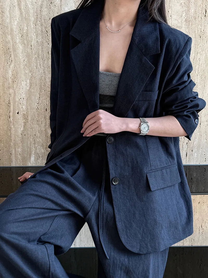 Linen Blazer For Women 2026 Spring Cotton-linen Suit