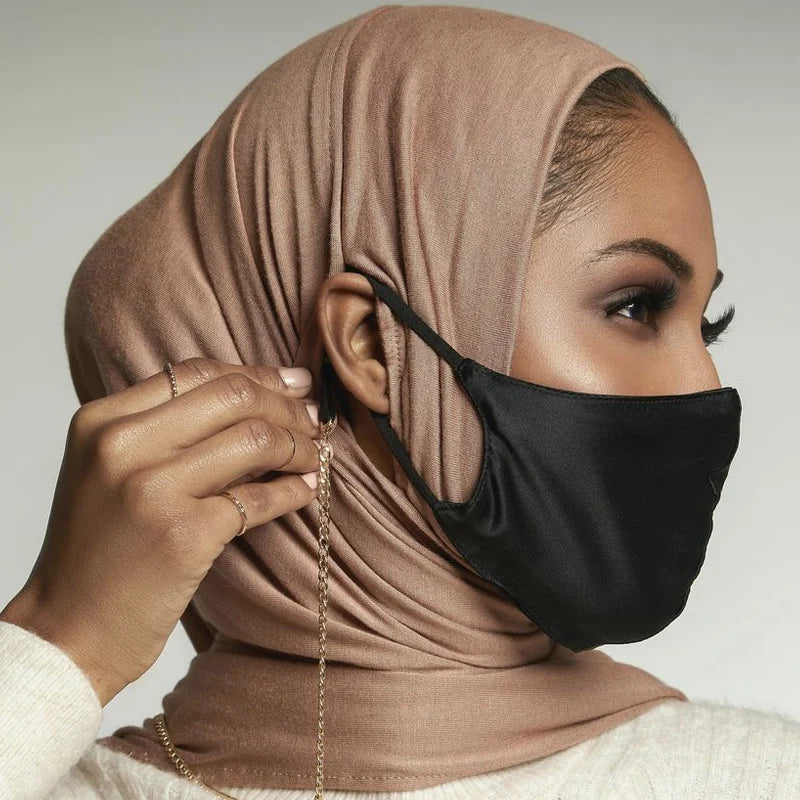 Ready to Wear Hijab Scarf with Earhole Women Stretchy Cotton Muslim Headscarf Female Head Wraps Scarves Islam Neck Head Shawls