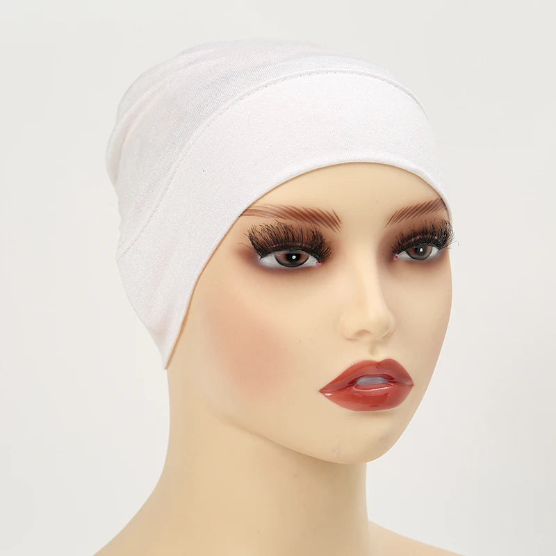 Solid Color Modal Jersey Hijab Scarf Elastic Inner Cap Soft Underscarf Woman Muslim Fashion Bonnet 22*21cm
