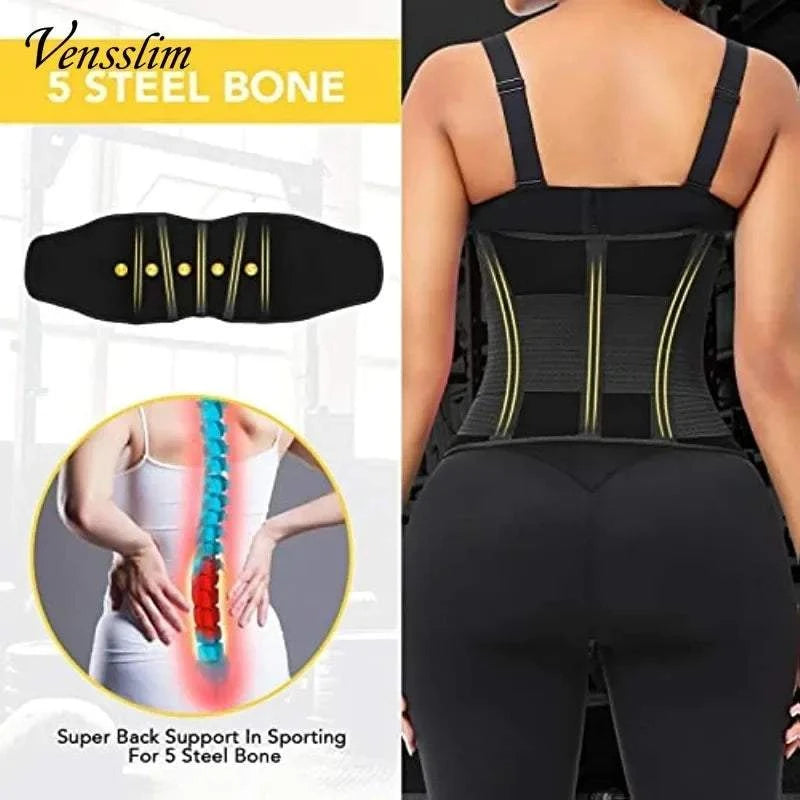 Vensslim Women Sauna Sweat Abdomen Trimmer Belt Waist Trainer Slimming Body Shaper Corset Workout Belly Slim Fat Burner Girdles