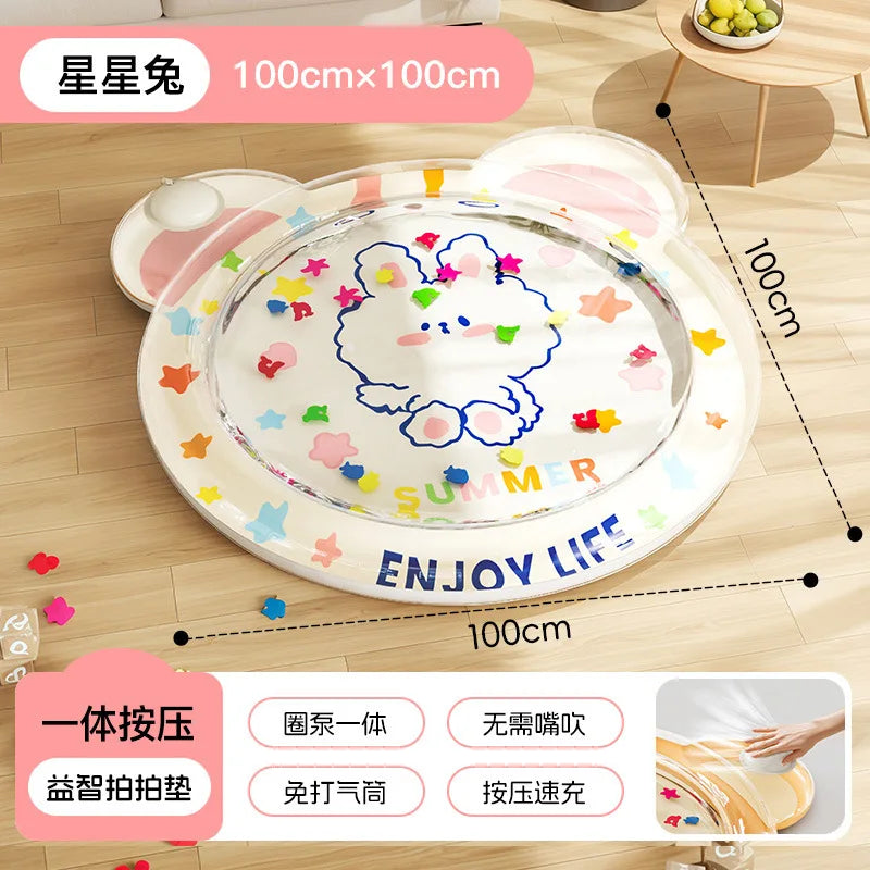 Baby Water Pad Inflatable Cute Cooling Play Pad Foldable Sensory Mat Developmental Activity Center For Toddler Children Boys