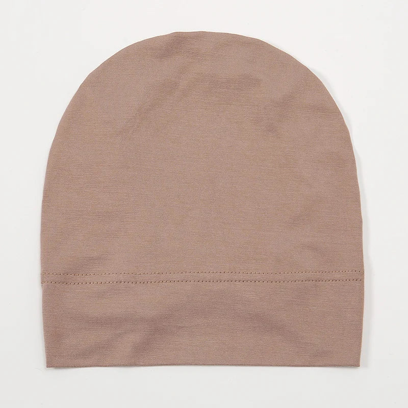 Solid Color Modal Jersey Hijab Scarf Elastic Inner Cap Soft Underscarf Woman Muslim Fashion Bonnet 22*21cm