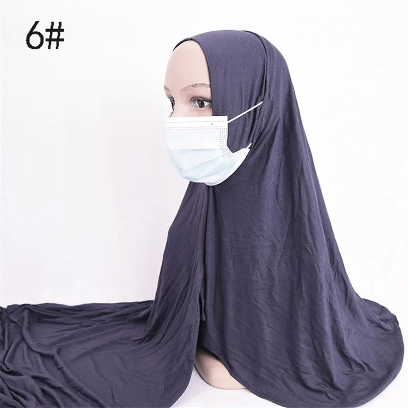 Ready to Wear Hijab Scarf with Earhole Women Stretchy Cotton Muslim Headscarf Female Head Wraps Scarves Islam Neck Head Shawls