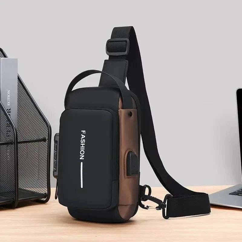 Sac à bandoulière élégant pour hommes – Tissu Oxford durable, sac de poitrine à bandoulière avec poche pour téléphone, fermeture