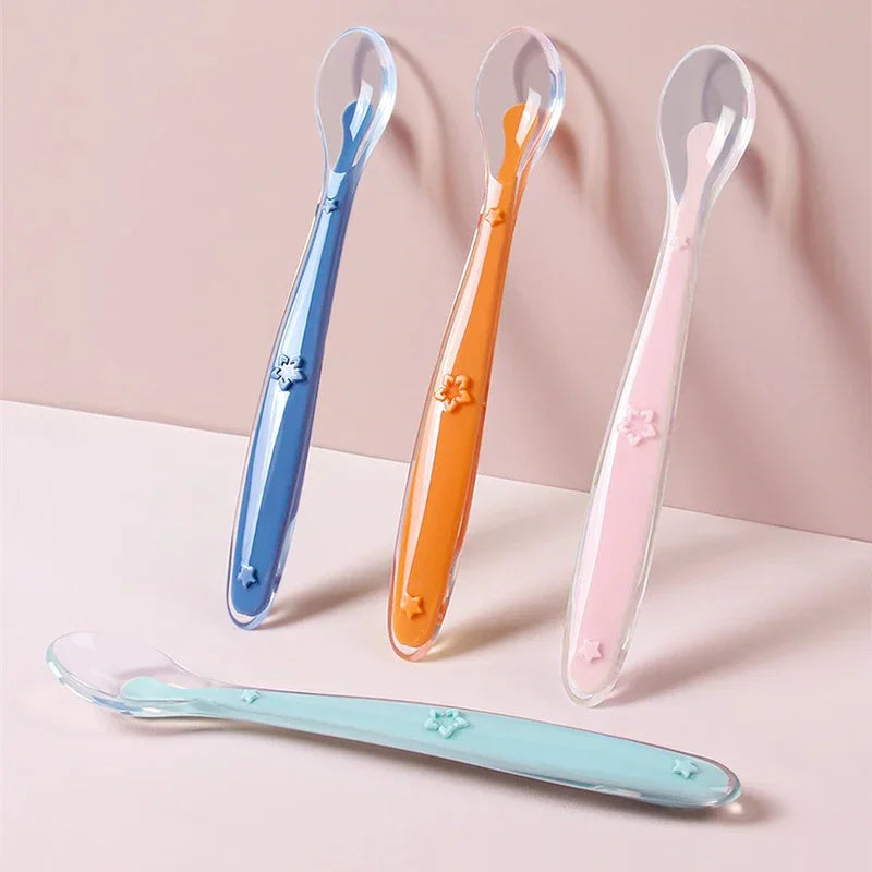 2 Pcs Baby Silicone Spoon