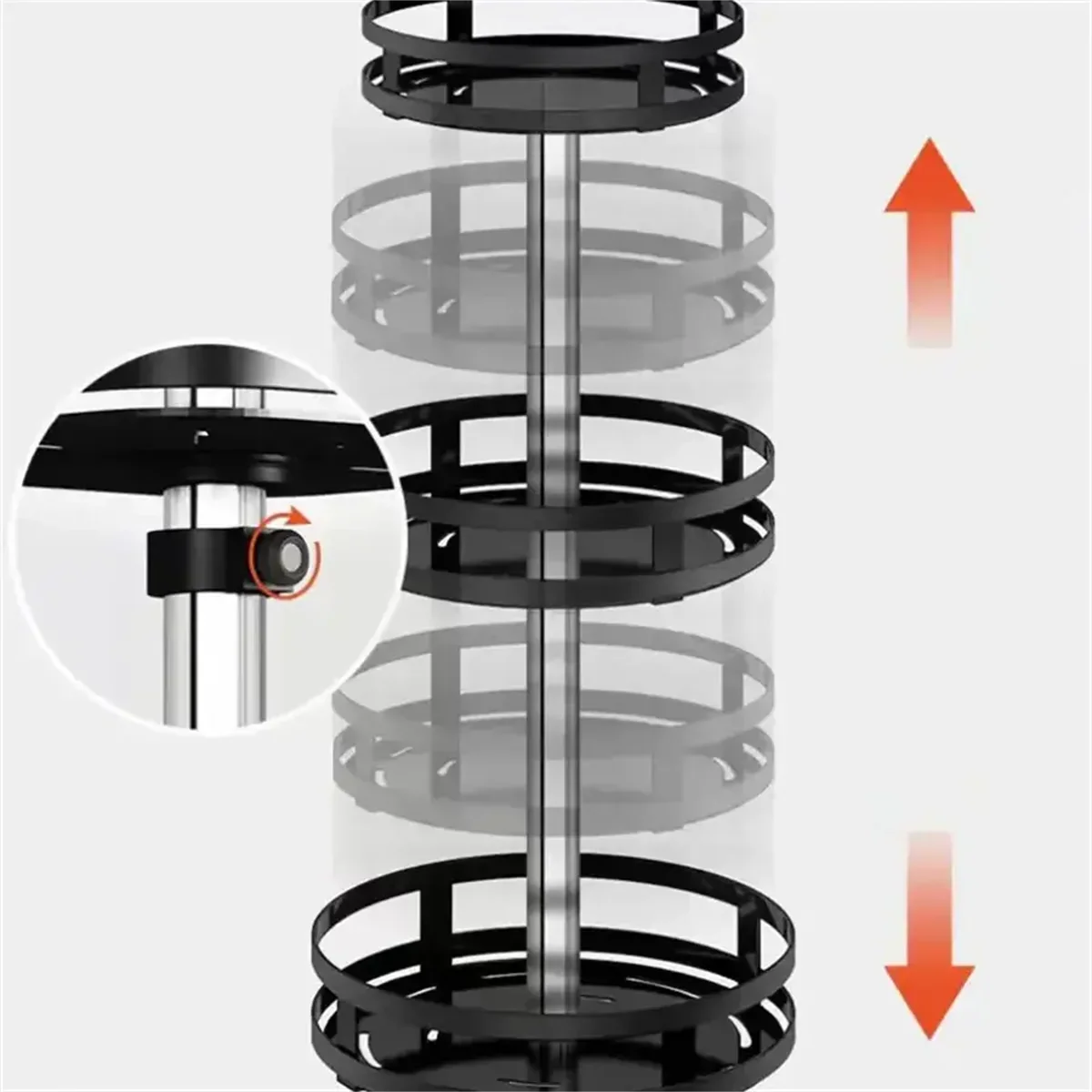 3-tier 360° rotation carbon steel spice rack organizer with non-skid trays for kitchen storage and seasoning cans