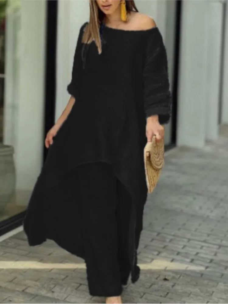 Women's Cotton Linen Long Pants Sets Fashion