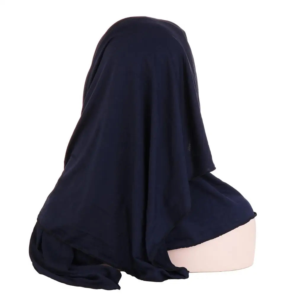 2019 Muslim Cotton Scarf Plain Hijabs With Bead Shawls And Wraps Femme Musulman Hijab Ready To Wear Turban Women Head Scarves