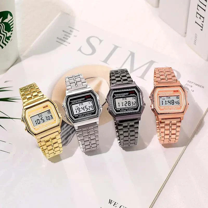 Rose gold sports watch for children and women with chronograph and luminous features