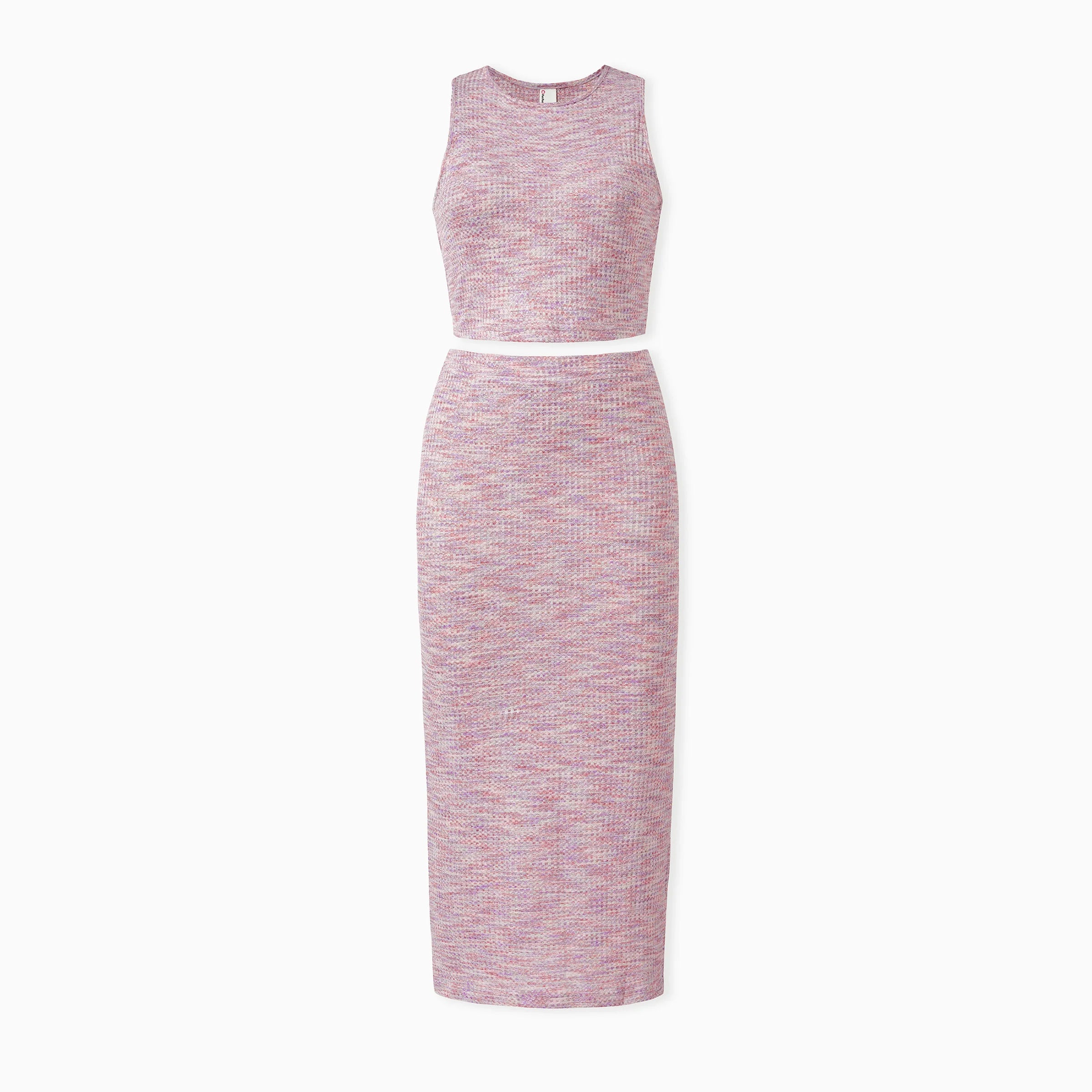 Knit Textured 2-Piece Crop Top & Midi Skirt Co-ord Set for Women