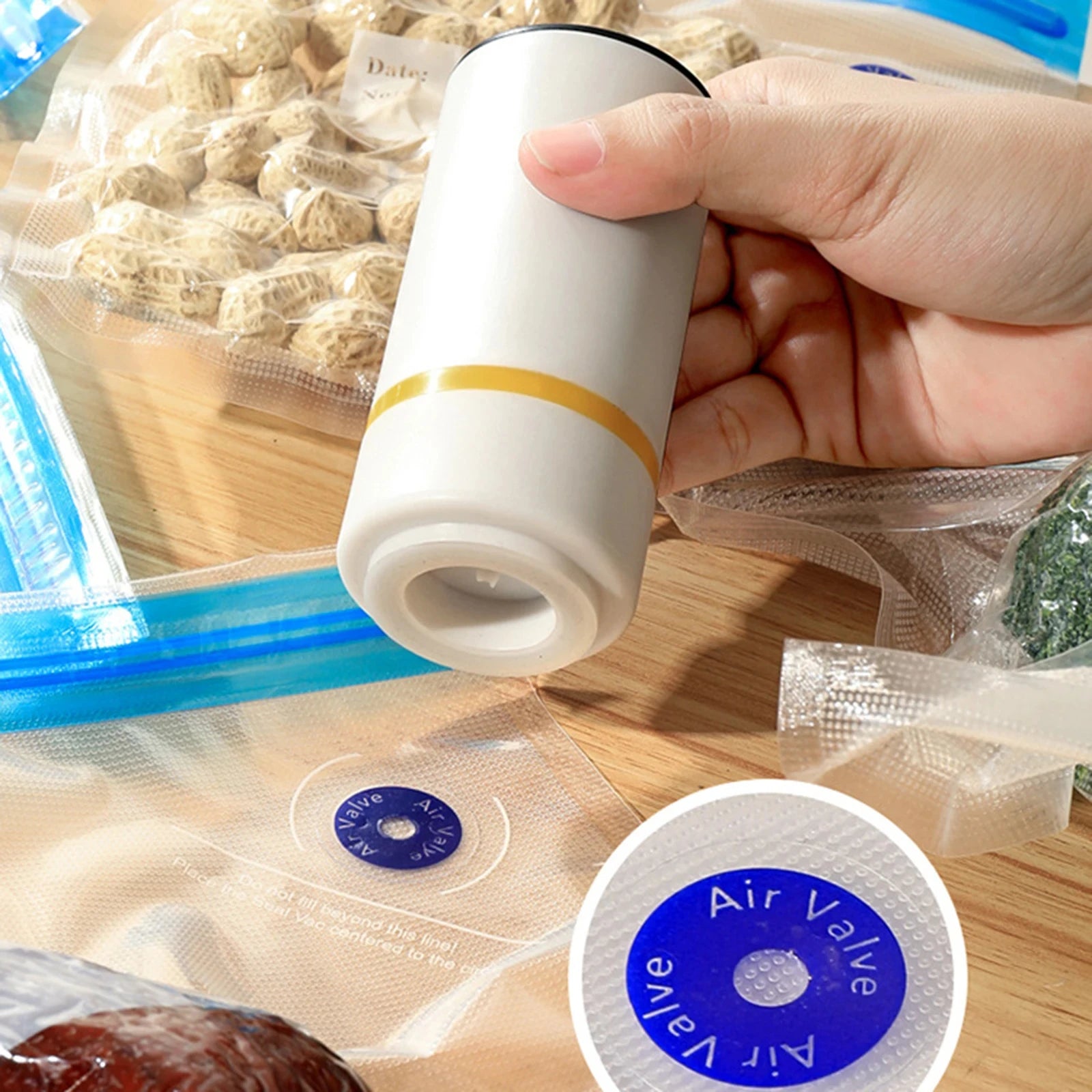 Reusable vacuum food storage bag zipper bag set USB electric pump vacuum sealing bag and manual pump vacuum bag