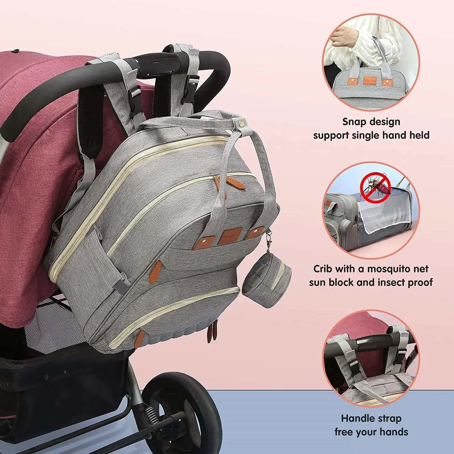 3 In 1 Diaper Bag Backpack Foldable Baby Bed Waterproof Travel Bag with USB Charge Diaper Bag Backpack with Changing Bed 3 types