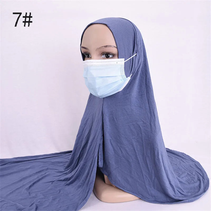 Ready to Wear Hijab Scarf with Earhole Women Stretchy Cotton Muslim Headscarf Female Head Wraps Scarves Islam Neck Head Shawls