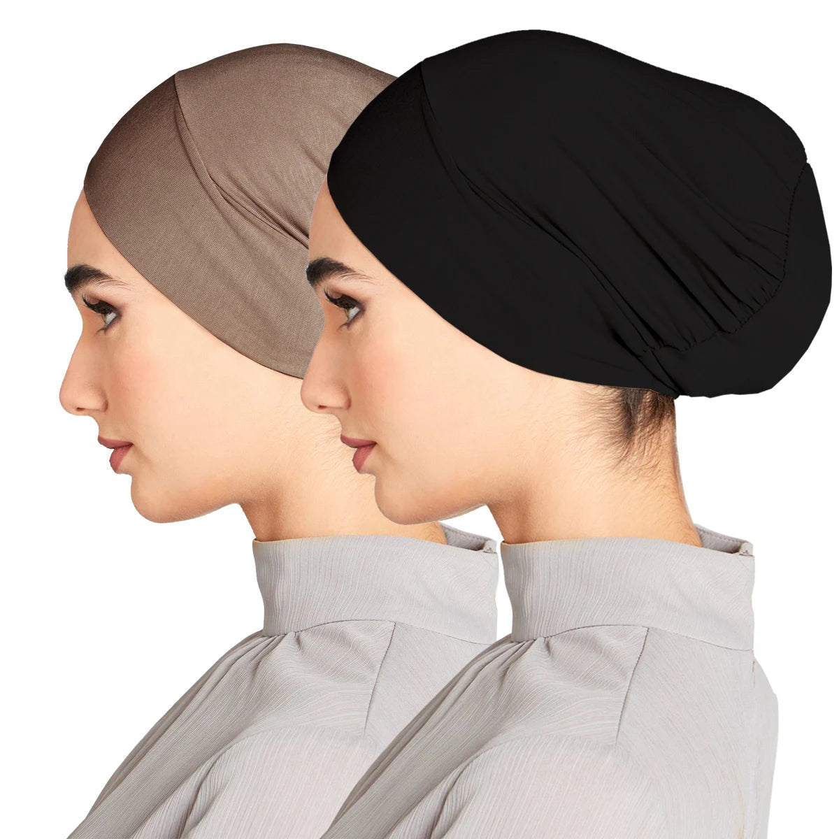 Solid Color Modal Jersey Hijab Scarf Elastic Inner Cap Soft Underscarf Woman Muslim Fashion Bonnet 22*21cm