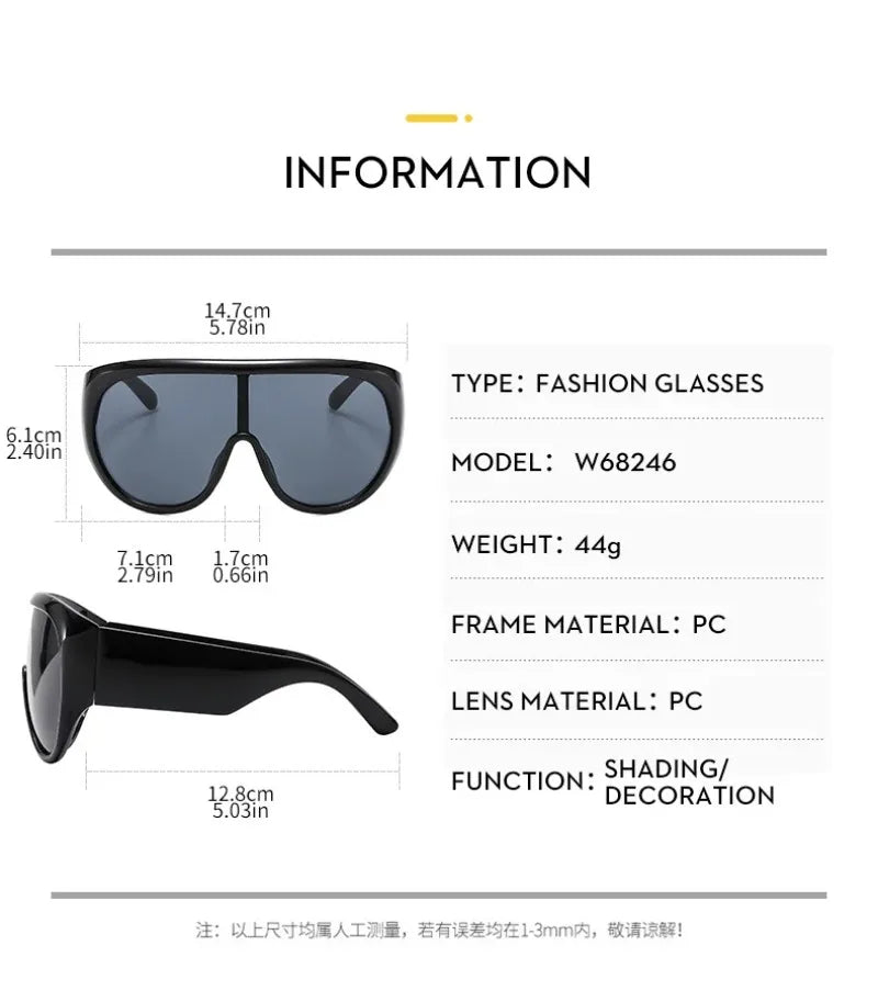 New Oversized Square Sunglasses Trendy Men's And Women's Personalized Glasses Outdoor Cycling Sun Protection Eyeglasses UV400