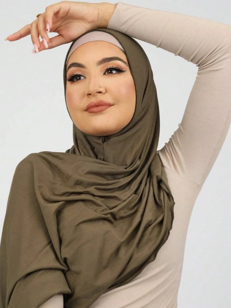 Muslim Instant Hijab Modal Cotton Jersey Ramadan Hijab Women Soft Plain Scarf Premium Jersey Shawl Easy to Wear Head Wraps