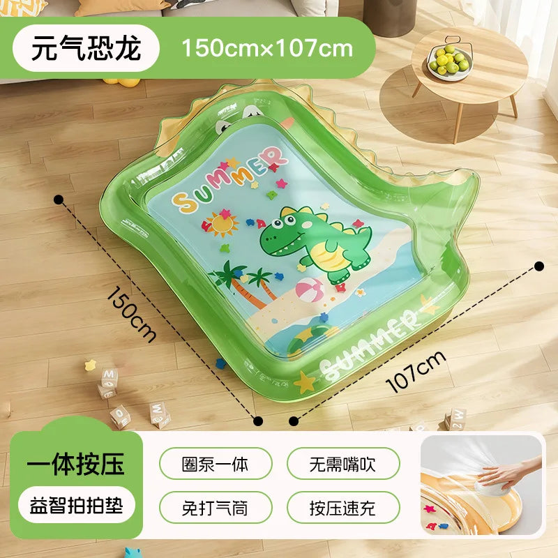 Baby Water Pad Inflatable Cute Cooling Play Pad Foldable Sensory Mat Developmental Activity Center For Toddler Children Boys
