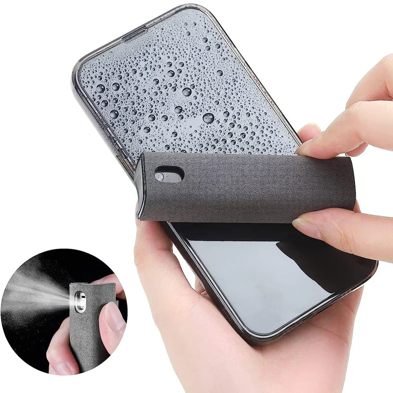 2-in-1 mobile phone screen spray bottle with microfiber cloth for cleaning screens and car supplies