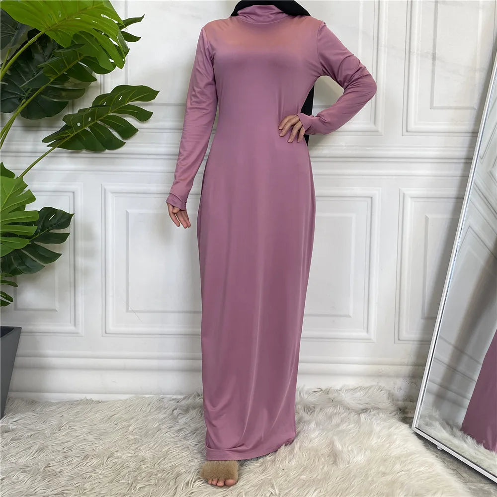 Modest Abaya Femme Casual Vestido Turtle Neck Hijab Inner Dress Muslim For Women Maxi Robe Caftan Turkey Kaftan Islamic Clothing