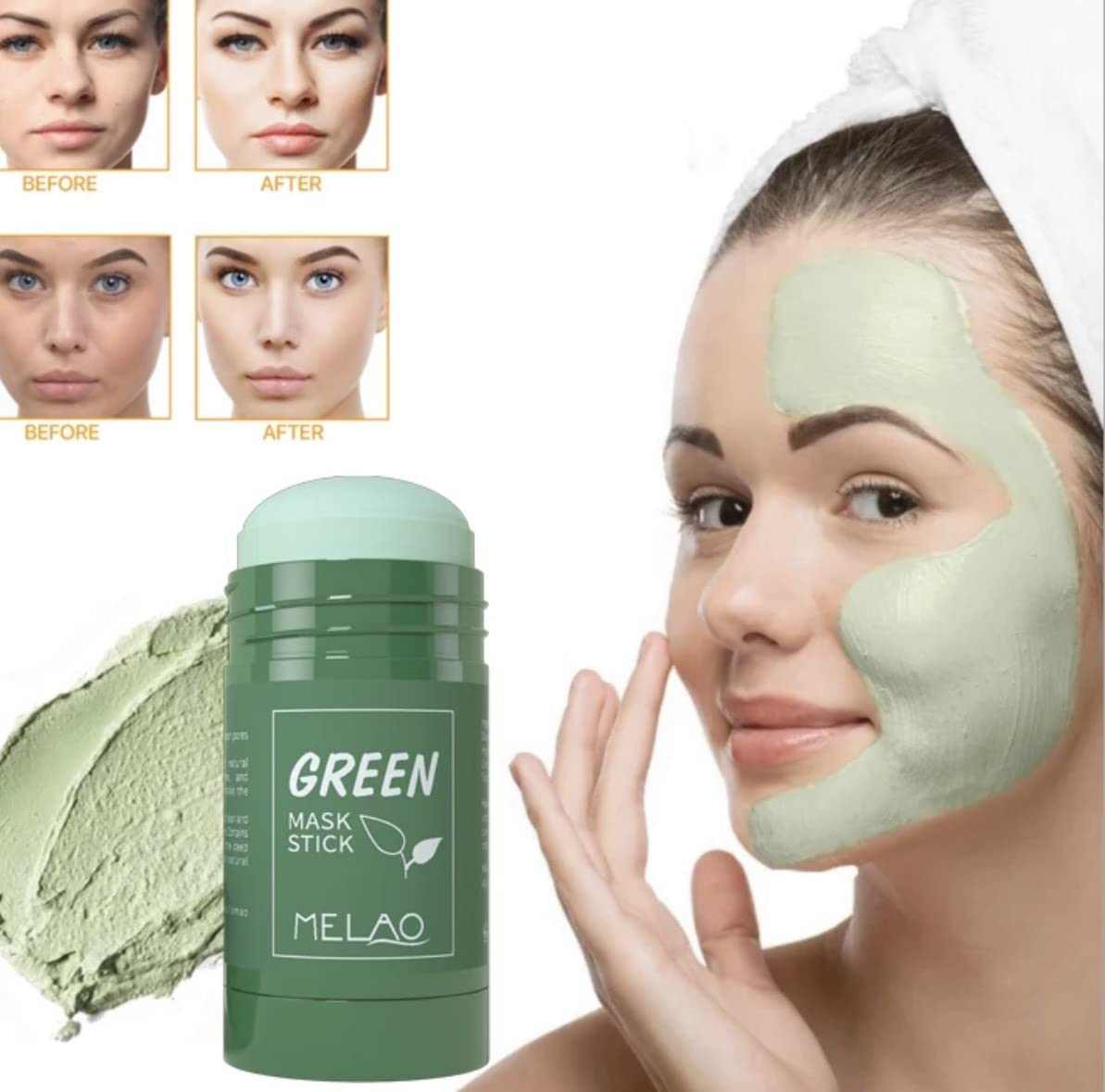 Green Tea Detox Face Mask Stick (1.35oz) - Luxury Clay Scrub for Clear Skin