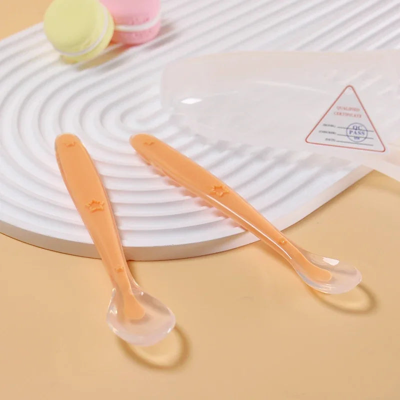 2 Pcs Baby Silicone Spoon
