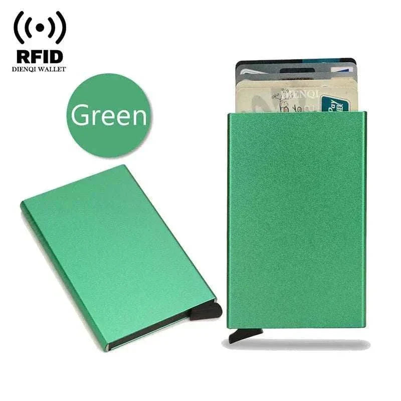 Slim black RFID credit card holder metal wallet with pop-up function for men and women