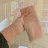 Autumn Winter Soft Mink Fleece Half Finger Gloves Women Plush Knitted Fingerless Gloves Wrist Mittens Driving Writting Gloves