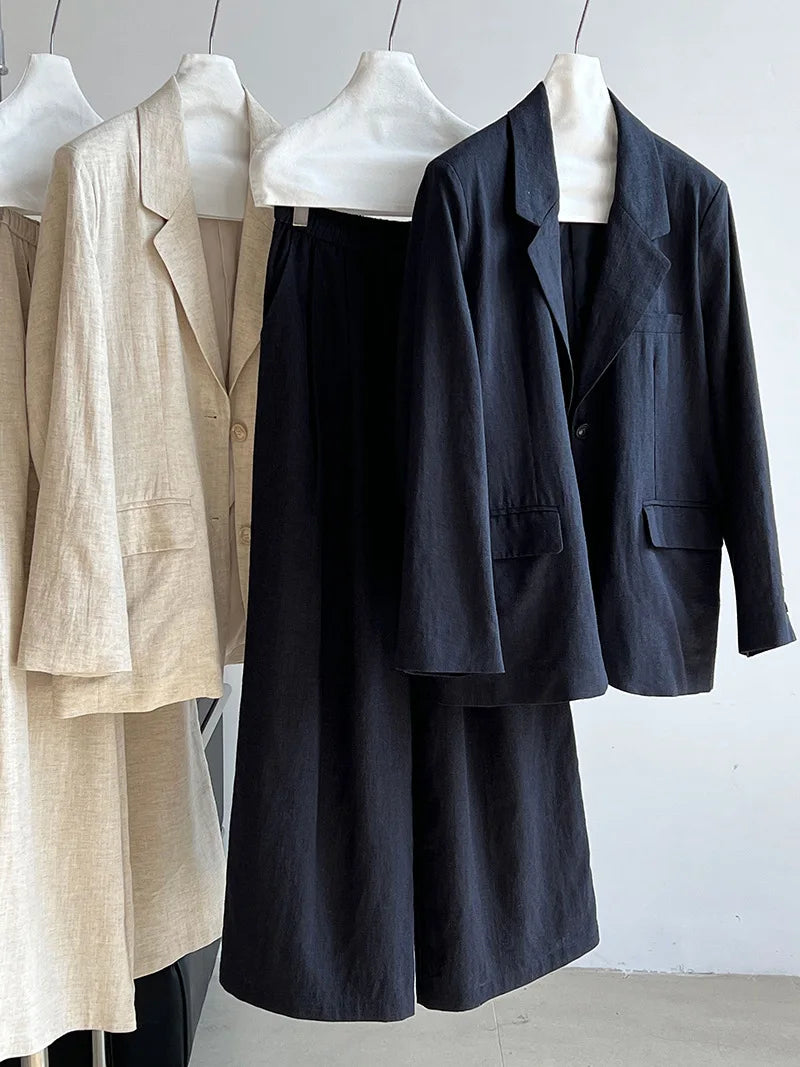 Linen Blazer For Women 2026 Spring Cotton-linen Suit