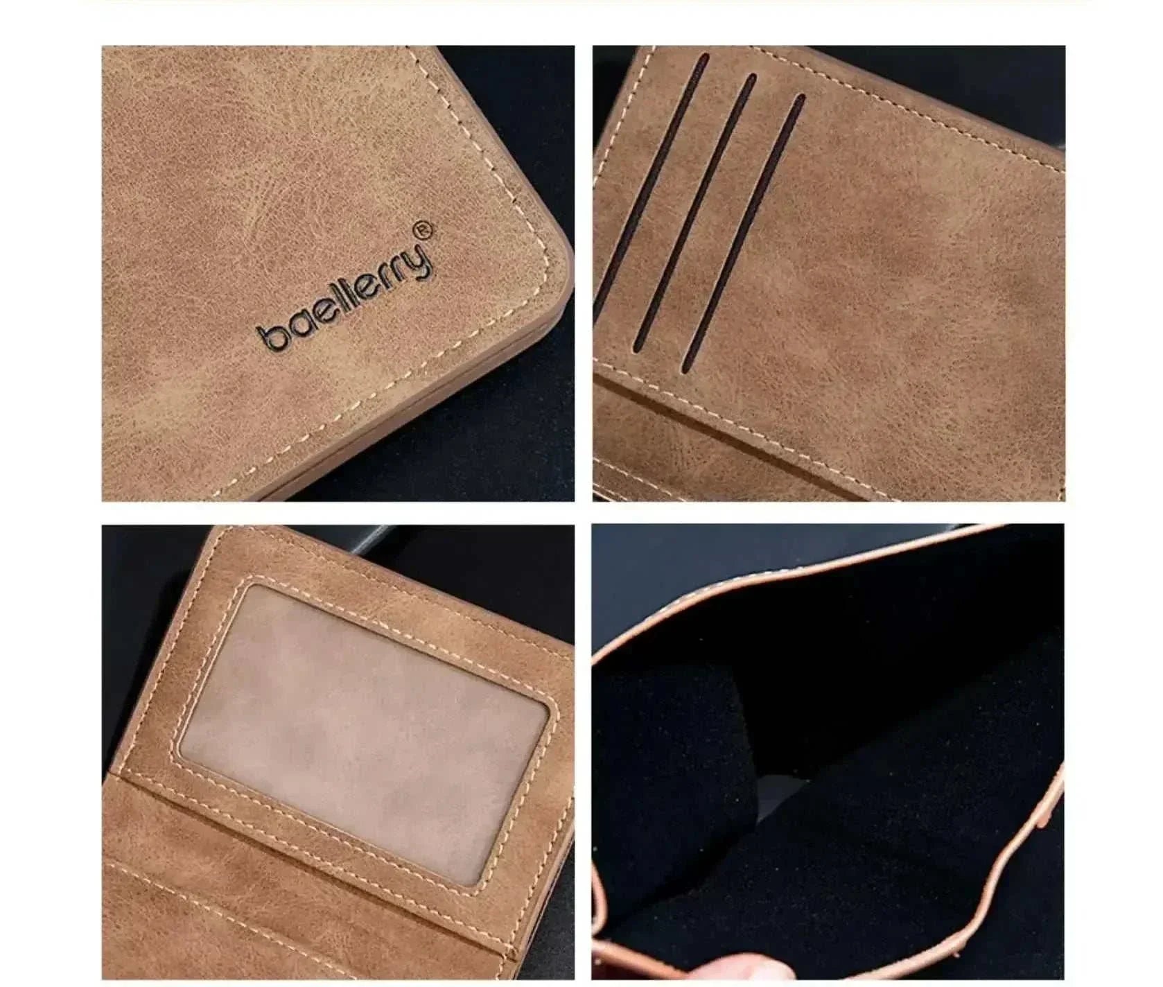 Thin sanded leather multi-card bifold men's wallet in multiple colors