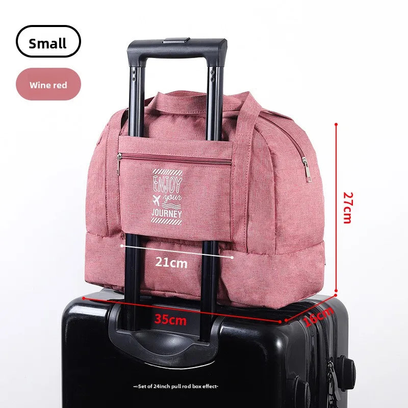 Double-layer waterproof travel bag with dry and wet compartments for gym and swimming storage