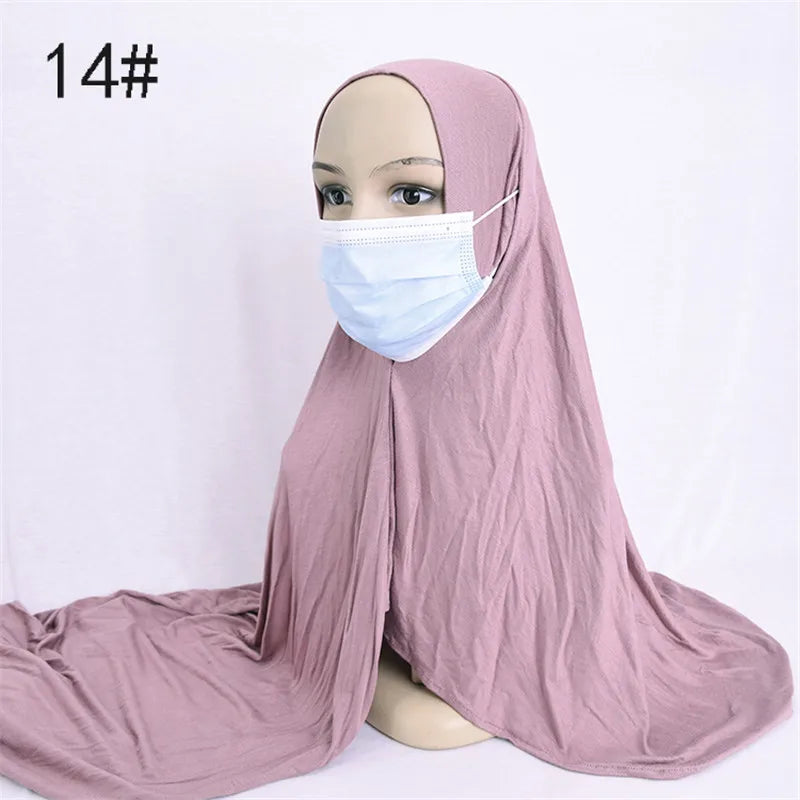 Ready to Wear Hijab Scarf with Earhole Women Stretchy Cotton Muslim Headscarf Female Head Wraps Scarves Islam Neck Head Shawls