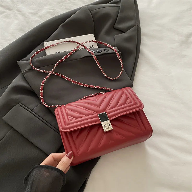New Fashion Mini Quilted Embossed Chain Shoulder Bag for Women Simple Versatile Diagonal Crossbody Bag Square Handbag Female Bag