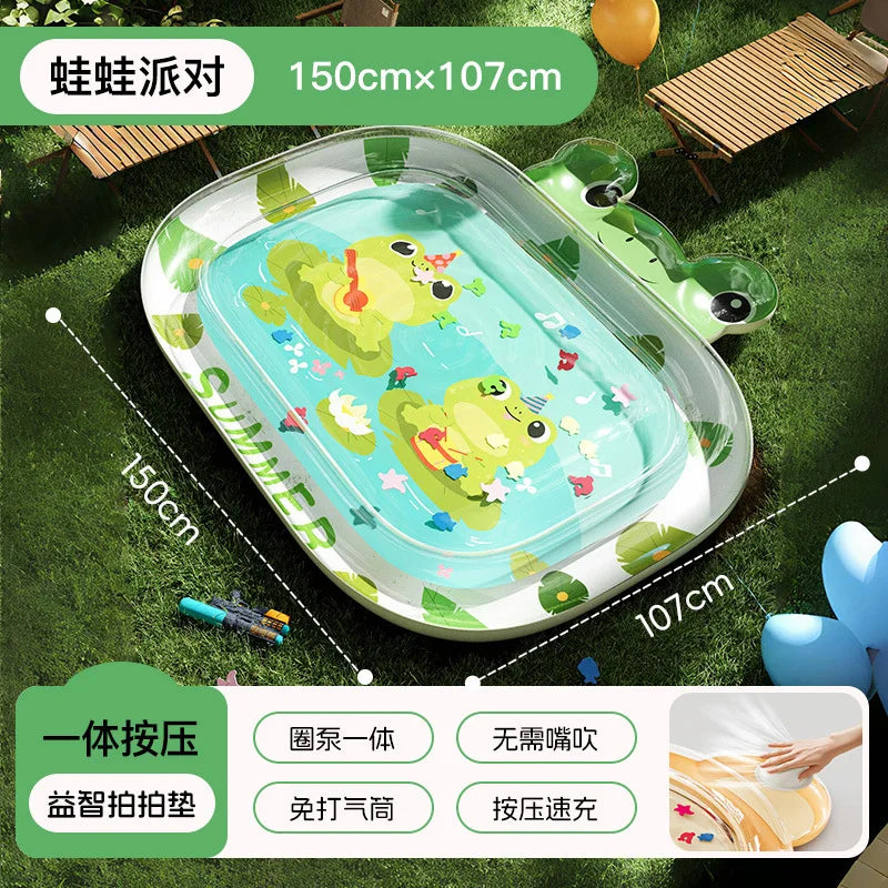 Baby Water Pad Inflatable Cute Cooling Play Pad Foldable Sensory Mat Developmental Activity Center For Toddler Children Boys