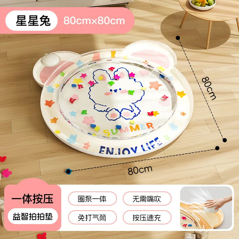 Baby Water Pad Inflatable Cute Cooling Play Pad Foldable Sensory Mat Developmental Activity Center For Toddler Children Boys